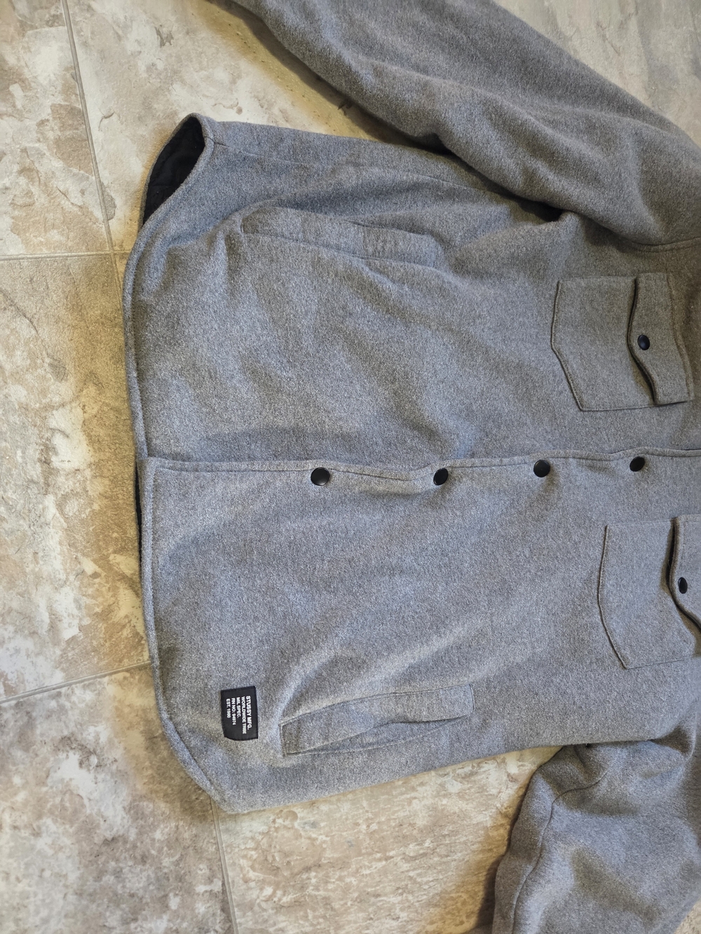 Grey Stüssy fleece Jacket Mens Medium - Picture 8 of 16